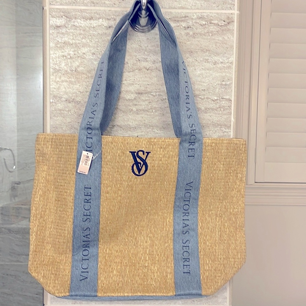 Victoria’s Secret straw + denim tote - NWT